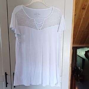 torrid White Lace Yoke Crisscross Tunic Top
